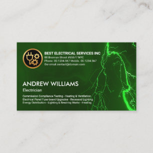 Fiery Luminous Lightning Flash Electrician Service Business Card