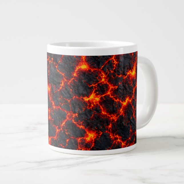 Fiery Magma Pattern Large Coffee Mug (Front Right)