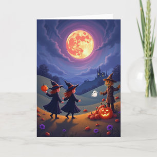 Fiery Moon Night Card