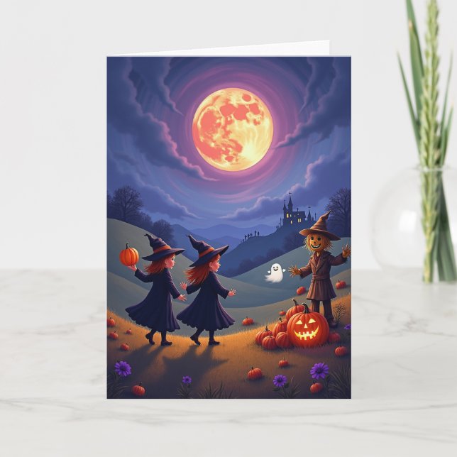 Fiery Moon Night Card (Front)