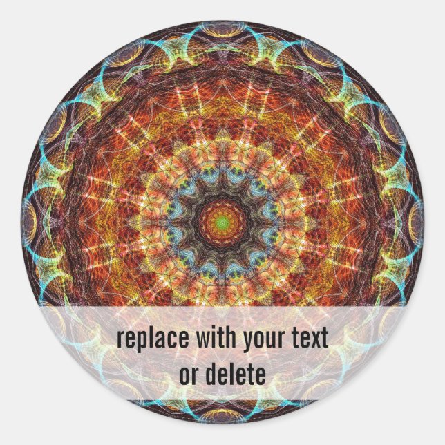 Fiery Needlework kaleidoscope Classic Round Sticker (Front)