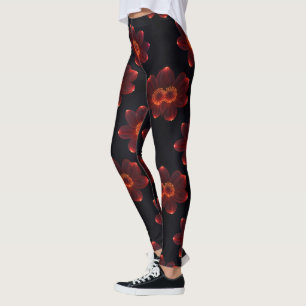 Fiery Neon Blossom Leggings