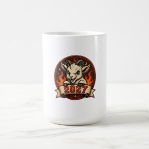 Fiery New Year 2027 Cute Cartoon Goat Mascot Graph Coffee Mug