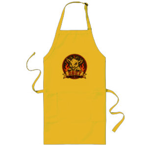 Fiery New Year 2027 Cute Cartoon Goat Mascot Graph Long Apron