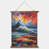 Fiery Ocean Storm - Abstract Seascape Art