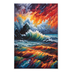 Fiery Ocean Storm - Abstract Seascape Art Photo Print