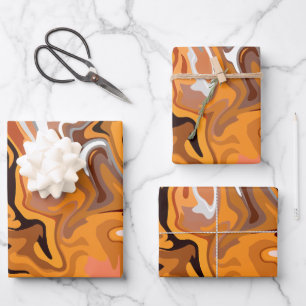 Fiery Orange Abstract Swirl Wrapping Paper Sheet