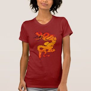 Fiery Orange and Red Dragon Art T-Shirt