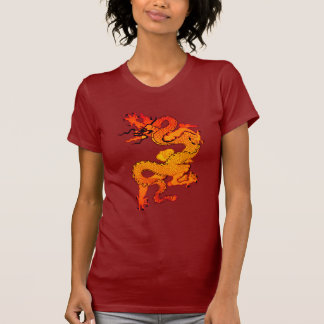 Fiery Orange and Red Dragon Art T-Shirt