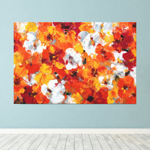 Fiery Orange and Red Petal Abstract Wall Art