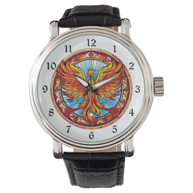 Fiery Orange Blue Phoenix Bird Watch (Front)