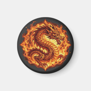Fiery Orange Dragon Fire Flames Gift for men Magnet
