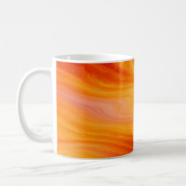 Fiery Orange Gold Marble Coffee Mug (Left)