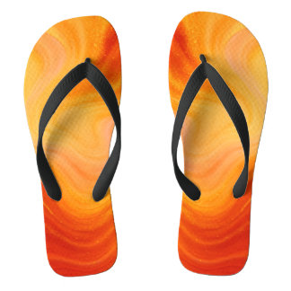 Fiery Orange Gold Marble Flip Flops