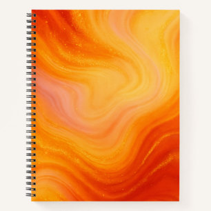 Fiery Orange Gold Marble Notebook