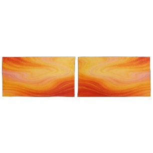 Fiery Orange Gold Marble Pair of Pillowcases