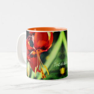 Fiery Orange Lily Flower Personalised Two-Tone Coffee Mug