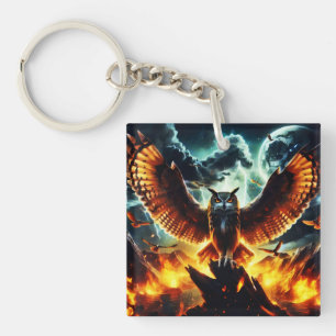 Fiery Owl Moonrise Key Ring
