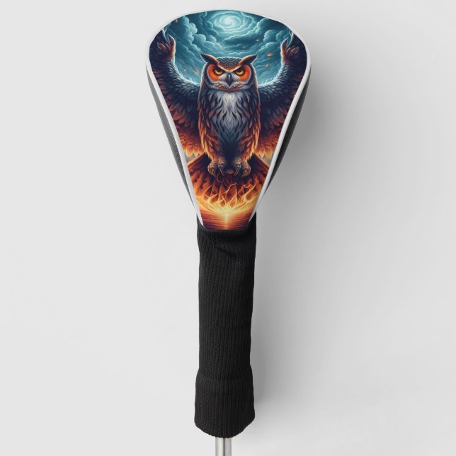 Fiery Owl Phoenix Ascension Golf Head Cover (Front)