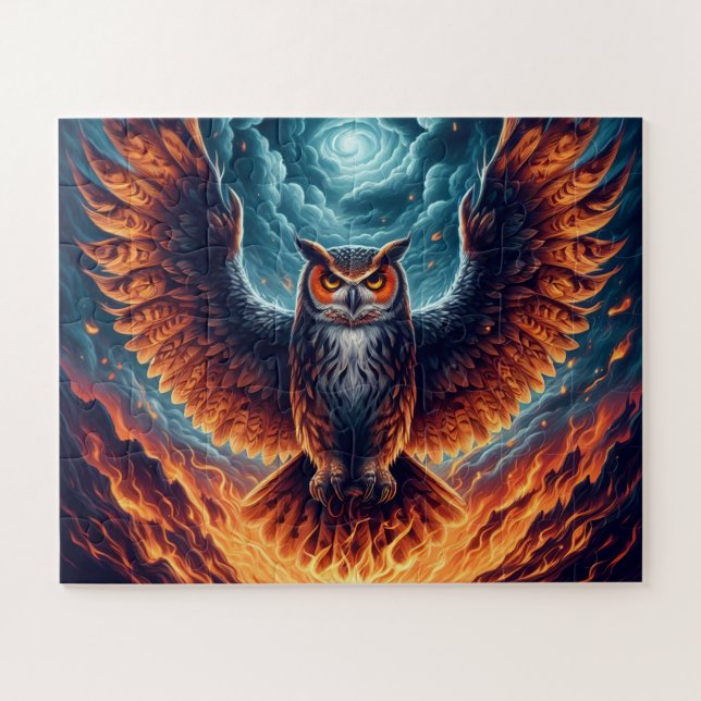 Fiery Owl Phoenix Ascension Jigsaw Puzzle (Horizontal)