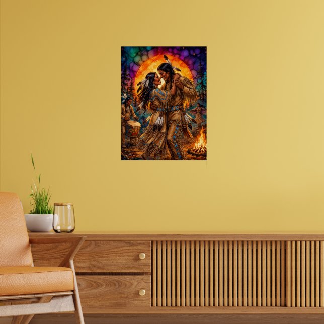 Fiery Passion: Native American Dancers Poster (Living Room 2)