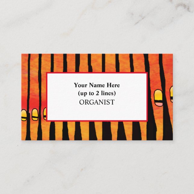 Fiery Pentecost Organ Pipes Organist Business Card (Front)
