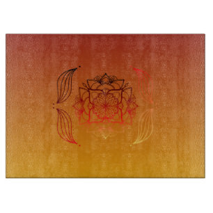 Fiery Petal Harmony – Radiant Floral Art Cutting Board