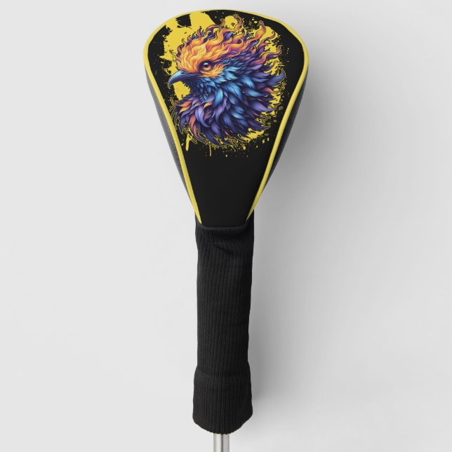 Fiery Phoenix Bird Art Golf Head Cover (Front)