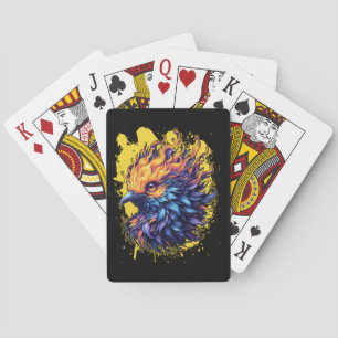 Fiery Phoenix Bird Art Playing Cards
