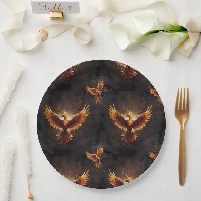 Fiery Phoenix Cushion Paper Plate (Wedding)