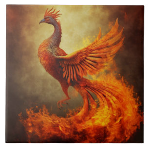 Fiery Phoenix in Mist Ceramic Tile