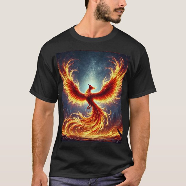  Fiery Phoenix Mythical Art T-Shirt  (Front)
