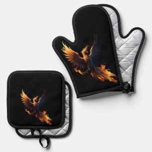 Fiery Phoenix  Oven Mitt & Pot Holder Set