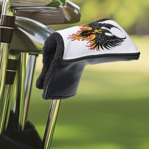 Fiery Phoenix Rising Firebird Black Tribal Flames Golf Head Cover
