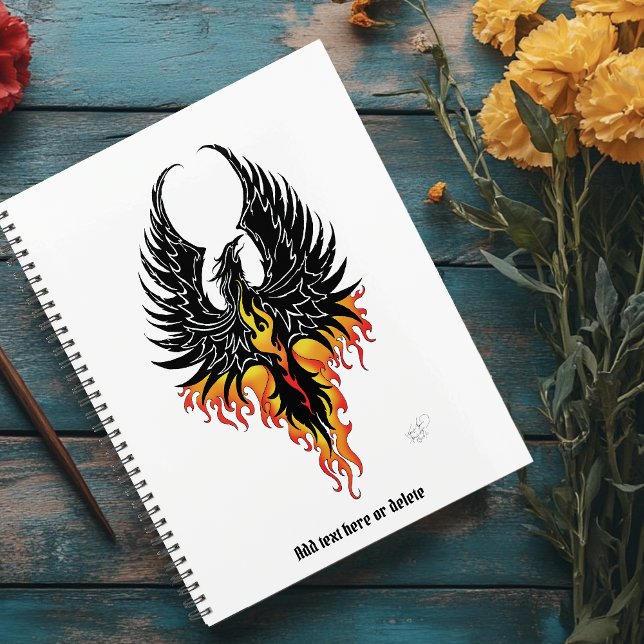 Fiery Phoenix Rising Firebird Black Tribal Flames Planner (Creator Uploaded)