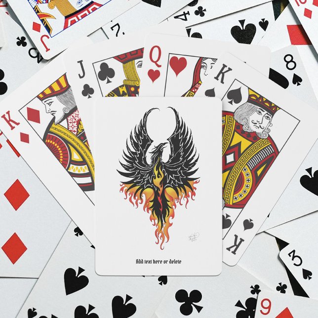 Fiery Phoenix Rising Firebird Black Tribal Flames Playing Cards (Creator Uploaded)
