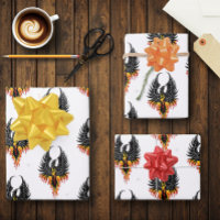 Fiery Phoenix Rising Firebird Black Tribal Flames