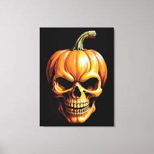 Fiery Pumpkin Skull for Halloween Canvas Print