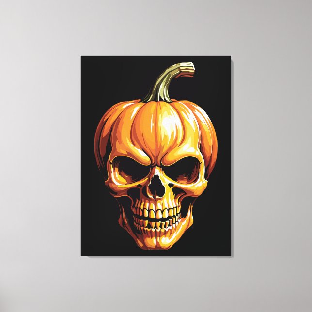 Fiery Pumpkin Skull for Halloween Canvas Print (Front)