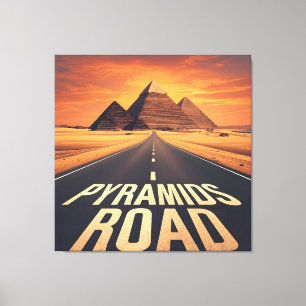 Fiery Pyramids Road Egypt Desert Art Canvas Print