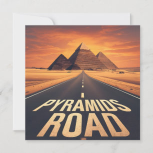 Fiery Pyramids Road Egypt Desert Art Holiday Card