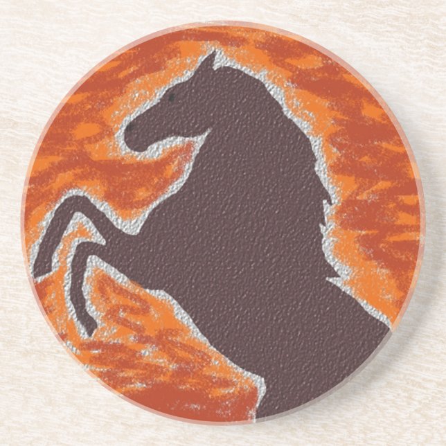 Fiery Rearing Horse Coaster (Front)