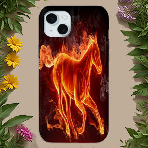 Fiery Red Abstract Flaming Horse iPhone 16 Case