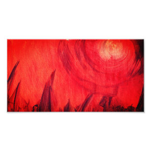 FIERY RED ABSTRACT SUNSET LANDSCAPE PHOTO PRINT