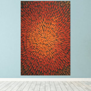 Fiery Red and Orange Petal Burst Abstract Wall Art