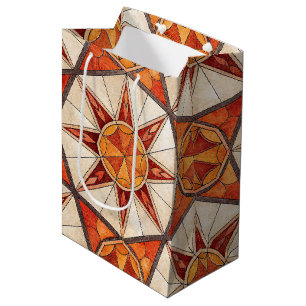 Fiery Red and Orange Starburst - Geometric Mosaic Medium Gift Bag