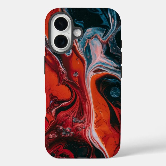 Fiery Red & Black Abstract Fluid Case-Mate iPhone Case (Back)