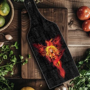 Fiery Red Fantasy Phoenix Woman Black Cutting Board
