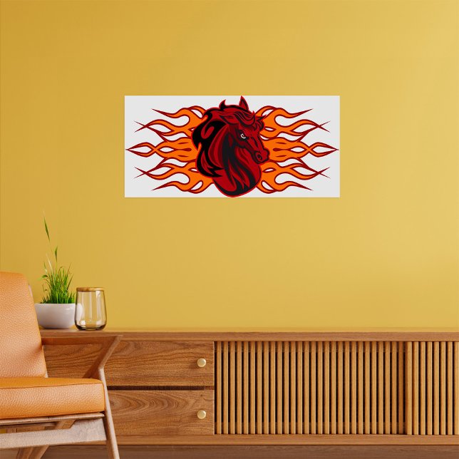 Fiery Red Horse Head with Flames Poster (Creator Uploaded)