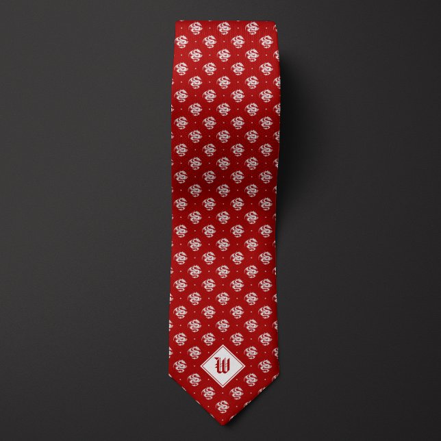 Fiery Red Iconic Dragon Monogram Tie (Creator Uploaded)